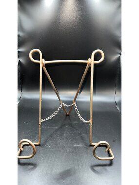 VTG Iron Stand Decorative Chain Rustic Display Books Artwork 10” Triangle Base